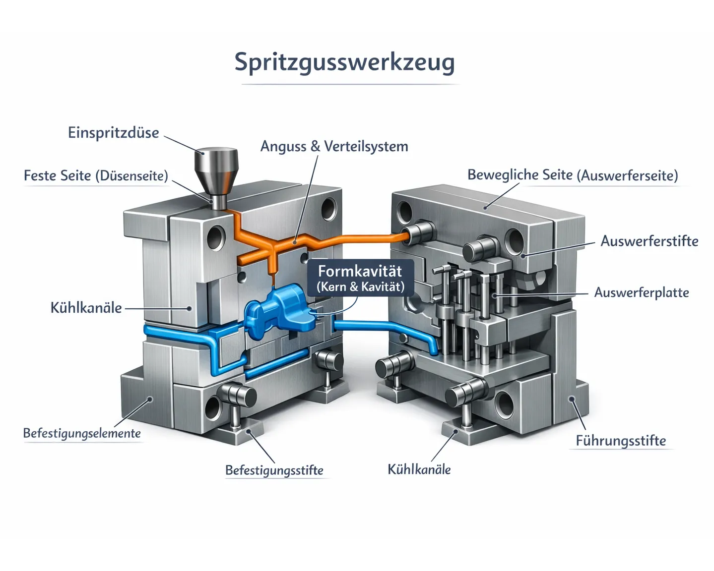 Construction of an injection moulding tool