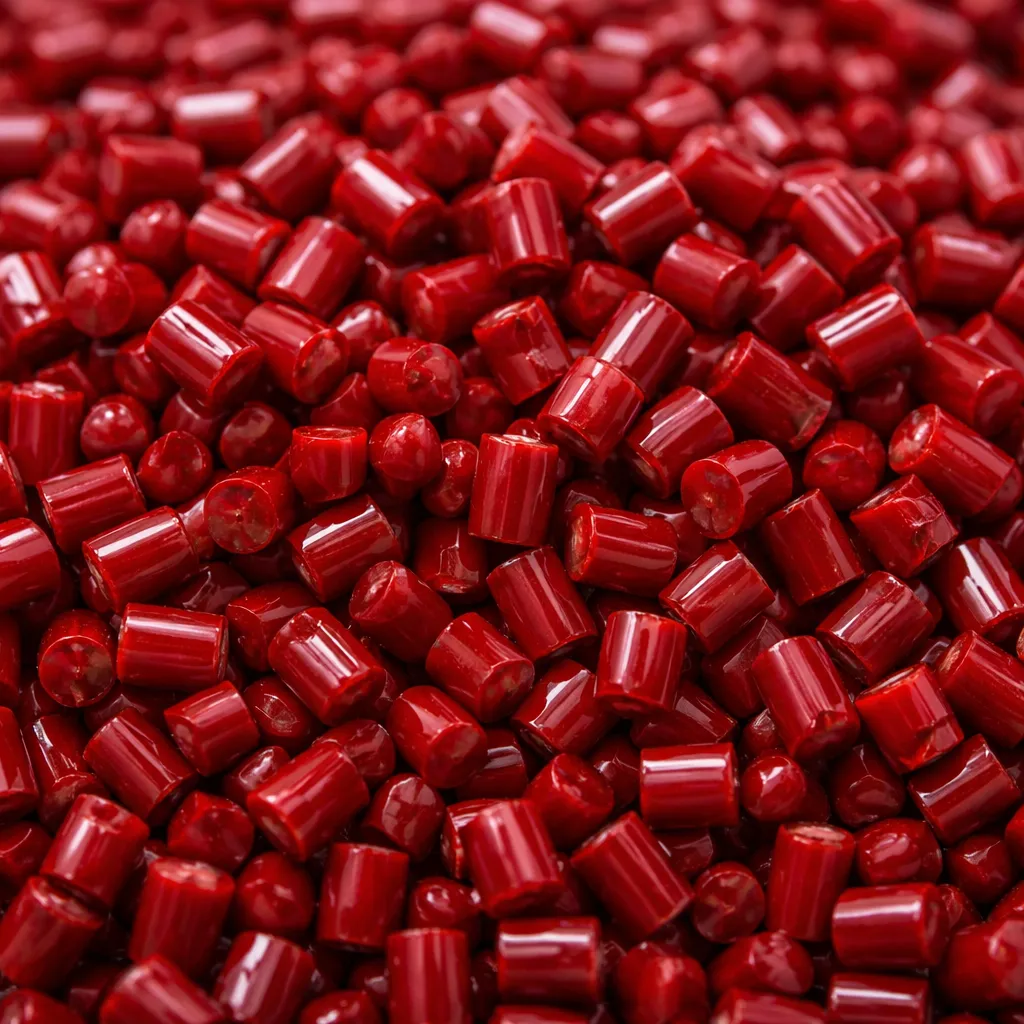 Rotes Kunststoffgranulat