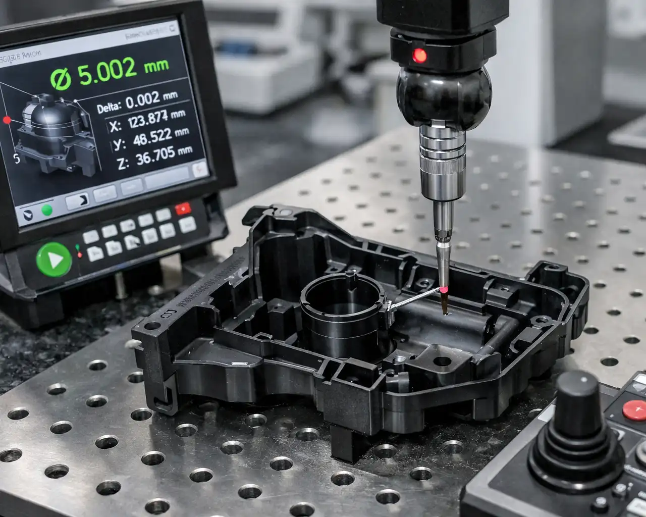 Measuring and inspecting a plastic part for quality