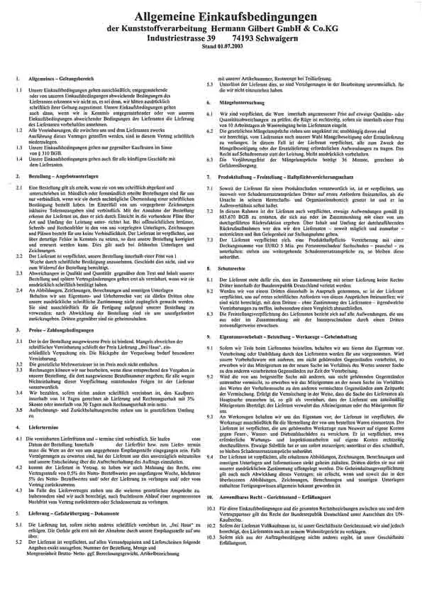 Terms and conditions of purchase Hermann Gilbert